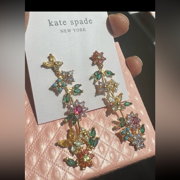 Katespade bloom flower linear earrings - Picture 8 of 13